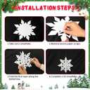 Christmas Snowflake Hanging Decorations, 12 Pcs 3D Silver Paper Snowflakes, Snow Flakes Garland Ornament for Ceiling Xmas Frozen Winter New Year Holiday Birthday Home Office Classroom Party Decor