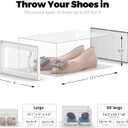 SEE SPRING 12 Pack Shoe Storage Box, Clear Plastic Stackable Shoe Organizer for Closet, Space Saving Foldable Shoe Rack Sneaker Container Bin Holder