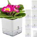 Planterhoma Self Watering Plant Pots for Indoor Plants 4.3 inch, 6 Packs Square Self-Watering Planters with Drainage Hole, White African Violet Pots for Devil's Ivy, Spider Plant, Orchid, Herb