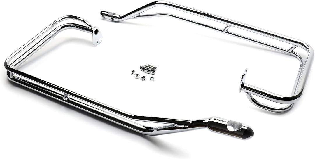 MoKitDora Saddlebag Twin Rail Guard Support Kit Compatible with 2009-2013 Harley Touring Models, Chrome, One Size