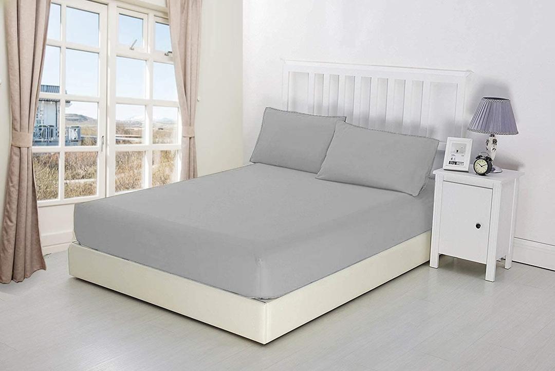 Crown Collection Premium Quality 600-TC100% Egyptian Cotton 1 Piece Fitted Sheet with 12" Deep Pocket 60x80 Queen Size Damask Solid, Silver Gray