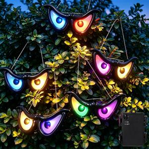 YOFIT 6.5ft Outdoor Halloween Decorations 5 Pairs Waterproof Glowing Eyes LED String Lights with Timer for Bushes, Trees, Windows, Yards & Garage Doors