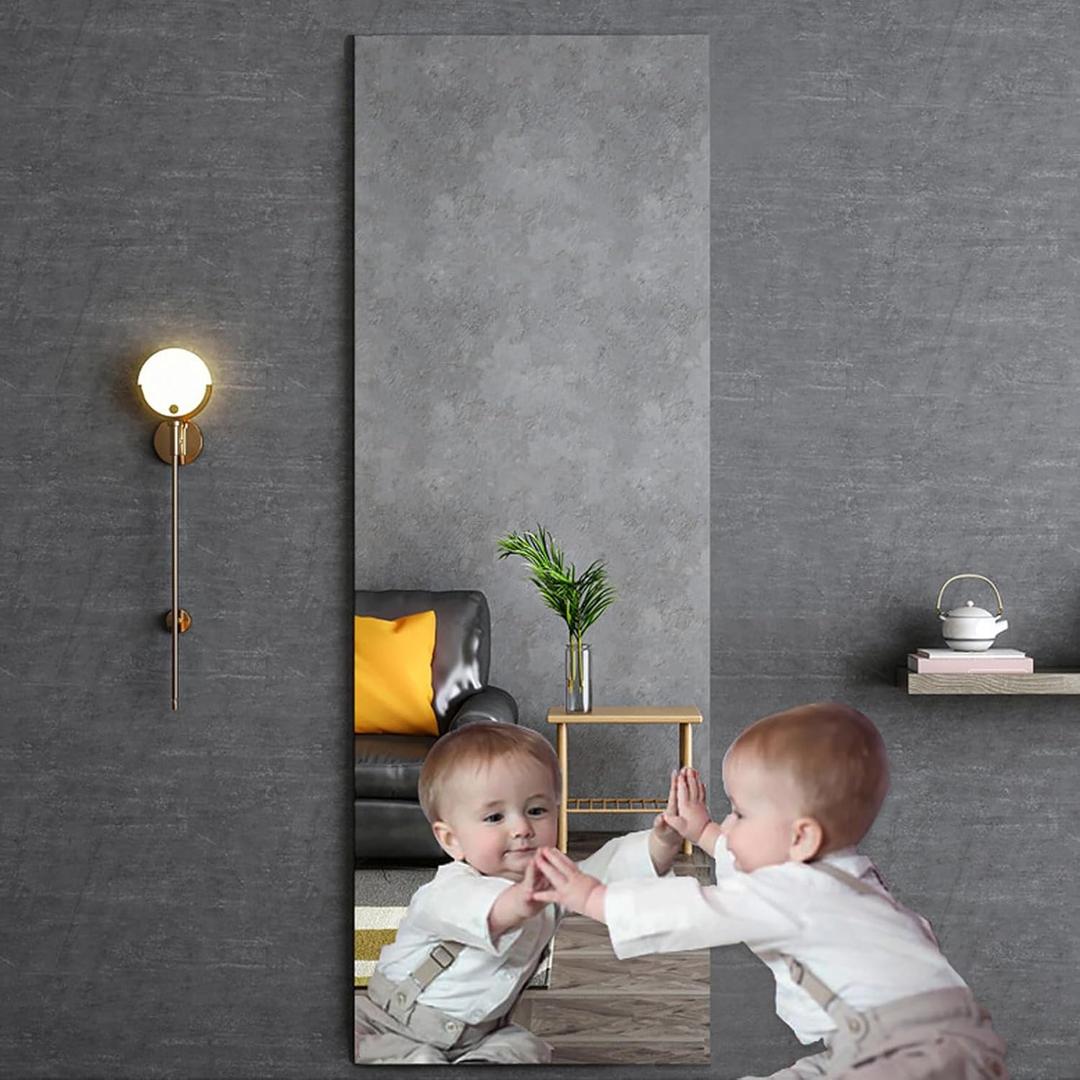 Acrylic Mirror Sheet Full Length Stick On Mirror,(40 * 120cm 1pcs) Shatterproof Mirror for Kids, Lightweight, Distortion-Free Design for Kids