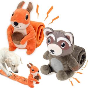 2-Pack Plush Squeaky Dog Toys, 23-Inch Snuffle Puzzle Tug of War Toy with Roll-Up Treat-Hiding Crinkle Tail, Enrichment Toys for Small & Medium Dogs to Relieve Boredom & Mental Stimulation