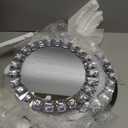 Silver Glass Charger Plates, Set of 4-13 Inch Round Mirror Chargers with Glass Mosaic Rim for Wedding Party Table Decor