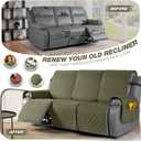TAOCOCO 100% Waterproof Recliner Covers, Recliner Sofa Covers with Leg Straps, Reversible Recliner Couch Cover for Reclining Chair, Washable Couch Protector for Pets Kids(3 Seater, Gray Green)