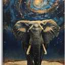 Palderwallart Galaxy Elephant Canvas Wall Art for Bathroom Bedroom Home, Surreal Animal Painting Print Picture Decor Artwork, Wrapped Gift Inner Frame 20x40 Inche