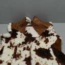 Women's Fuzzy Cow Print Vest Cozy Lightweight Sherpa Fleece Vest for Women Sleeveless Outerwear with Pockets L