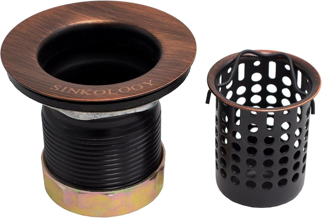 SinkSense 2" Jr. Basket Strainer Drain with Removable Basket, Antique Copper