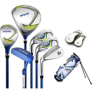 PGM Junior Golf Club, NSR Golf Clubs Complete Set Left Handed for Children Kids, 6 Pieces Youth Golf Clubs with Stand Bag and 2 Headcovers for Boys & Girls, Aged 9-12, Driver, Hybrid Wood, 7 iron, 9 iron, Sand Wedge and Putter