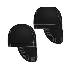 2 Pcs Welding Cap Flame Resistant Cotton Welding Hat Mesh Inside Liner for Welders Caps Black Elastic Low Crown for Welder Electrician Gas Station Matched with Most Helmet