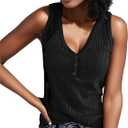 Women's Henley Tank Tops V Neck Double Lined Y2K Trendy Workout Clothes Cute Shirts
(X-Large, Pure Black)