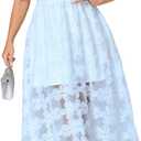 EYWOL Formal Wedding Guest Cocktail Plus Size Dress M-3XL, Floral Embroidered, Hide Tummy A-Line for Curvy Women (Blue, L)