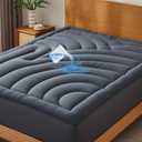 Waterproof Mattress Pad Queen, Quilted Fitted Queen Mattress Topper, Five-Layers Noiseless Mattress Protector Cover with 8"-21" Deep Pocket, Machine Washable, Grey, 60x80