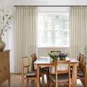 Beige Linen Pinch Pleated 120 Inch Curtains 2 Panels for Living Room Bedroom Memory Training Shape Semi Sheer Neutral Flax Pinch Pleat Drapes with Hooks Rings Light Filtering Window Curtain 40x120