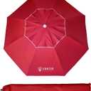 AMMSUN 6.5ft Portable Patio Beach Umbrella for Sand with tilt Air Vent Sun Shelter, UV 50+ Protection Outdoor Sunshade Umbrella with Carry Bag for Patio Garden Beach Pool Backyard Burgundy Red