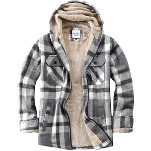 Women's Full Zip Fleece Flannel Jacket Plaid Sherpa Lined Jacket for Women (Medium, Light Grey)