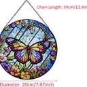 Butterfly Stained Glass Window Hanging,20cm/7.87inch Hand-Painted Sun Catcher Garden Hangings for Doors Home Christmas Mother's Day, Valentine's Day Ornaments Festival Gift (A Style)