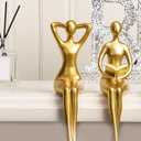 Quoowiit Gold Decor Thinker Statue Decor Book Shelf Decor, Abstract Statue Ornament Office Decor Modern Home Decor Decorations for Living Room Collectable Figurines Coffee Table Decor 2 Piece