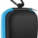 MOLOVA Square Earbud Case Portable EVA Carrying Case Storage Bag Tech Pouch Cell Phone Accessories Organizer with Carabiner for Earphone, Earbud, Earpieces, SD Memory Card, Camera Chips, Blue