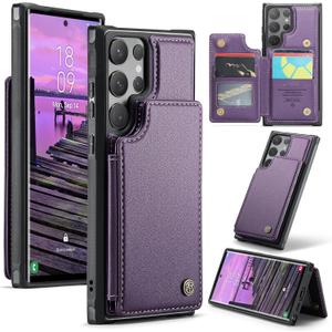 Bemal for Samsung Galaxy S25 Ultra Wallet Case with Card Holder, RFID Blocking, Shockproof Leather Kickstand for Men and Women, Durable Protective Phone Cover for 6.9", Purple
