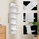 2 Pack 5 Tier Wall Shelf Unit - Narrow Smooth Laminate Finish - Vertical Column Wall Decor Mount Floating Storage Home Decor Organizer Tall Tower Utility Shelf for Bedrooms, Living Rooms,White, 30 inches x 7.2 inches x 5.5 inches