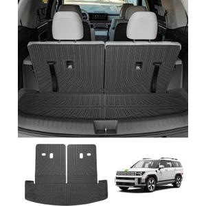 Cargo Liner for Hyundai Santa FE 2024 2025 2026, All Weather Cargo Mat for Santa Fe Accessories, Heavy Duty Trunk Mat with Backrest Mats, Car Accessories