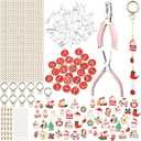 Liliaafar 344 Pcs Christmas Keychain Making Kit, Including 10 Keychain Clips 20 Extender Chain 102 Charms and Jewelry Plier for Adult DIY Crafting and Jewelry Making Christmas Party Favor Gifts