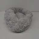 PetJett Calming Small Dog Bed - 23'' Round Dog Beds, Anti-Slip & Washable Super Soft Fluffy Plush Faux Fur Pet Bed, Anti-Anxiety Premium Comfort Donut Puppy Bed, Fits Dogs up to 25 lbs - Bright Grey