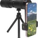 Zoom Lens for iPhone Android, 4K 10-300x40mm Compact Monocular Telescope Mini for Stargazing Space Lover Night Vision Bird Watching Hunting, Super Zoom Monoscope (Smartphone Holder&Tripod Included)