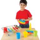 Melissa & Doug Wash and Dry Dish Set - 24 Pieces Kids Play Dishes, Play Kitchen Accessories, Toy Dishes for Kids Kitchen Ages 3+