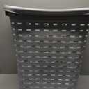 Sterilite Plastic Weave Laundry Hamper with Lid, Decorative Pattern with Handles to Carry Clothes Between the Laundry Room and Bedroom, Gray, 4-Pack