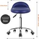 KKTONER PU Leather Round Rolling Stool with Back Rest Height Adjustable Swivel Drafting Work SPA Task Chair with Wheels (Blue), 36.5x62cm