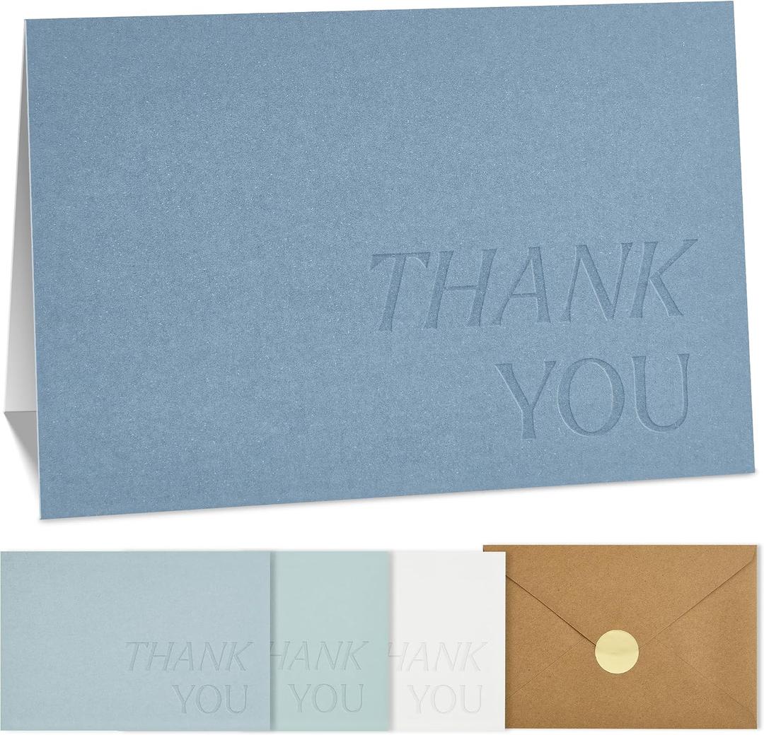 3 x Beautiful Thank You Cards Set of 30 With Envelopes and Stickers - Elegant Blank Cards For Personalized Notes - Perfect Bulk Stationary Set For All Occasions incl. Weddings, Business & Baby Showers