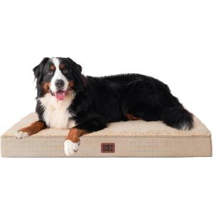 EHEYCIGA Orthopedic Dog Bed Large with Removable Washable Cover, 50IN Khaki