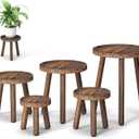 5-Pack Wood Plant Stands Indoor, Single Plant Stand for 6-12 Inch Pots, Mid-Century Modern Plant Stool, Tall Plant Stand for Large Plants for Living Room, Balcony, Office (Dark Brown)