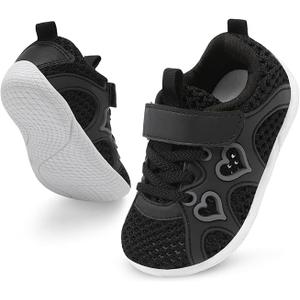 JIASUQI Toddler Shoes for Baby Girls Sneakers Barefoot Walking Shoes Running Tennis Shoes (Size 15.3 ( Black )
)