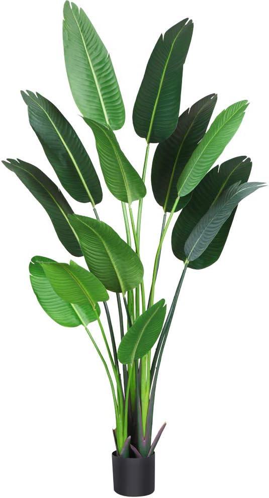 Fopamtri Artificial Bird of Paradise Plant 6 Feet Fake Palm Tree with 13 Trunks Faux Tree for Indoor Outdoor Modern Decoration Feaux Plants in Pot for Home Office Perfect Housewarming Gift