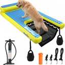Swonder 70" Inflatable Dog Boat Ramp & Dog Pool Ramp – Heavy Duty Floating Water Ladder for Dock, Pontoon, or Pool with Non-Slip EVA Step, Weight Bags – Stable Dock Ramp for Large Dogs (70"L x 40"W x 12"H)