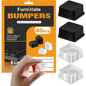 Rubber Feet for Electronics 40PCS Tall Square- Clear+Black Rubber Bumpers Self Adhesive, Adhesive Rubber Feet for Cutting Board, Speakers, Laptop, Appliances 0.78" x 0.38"
