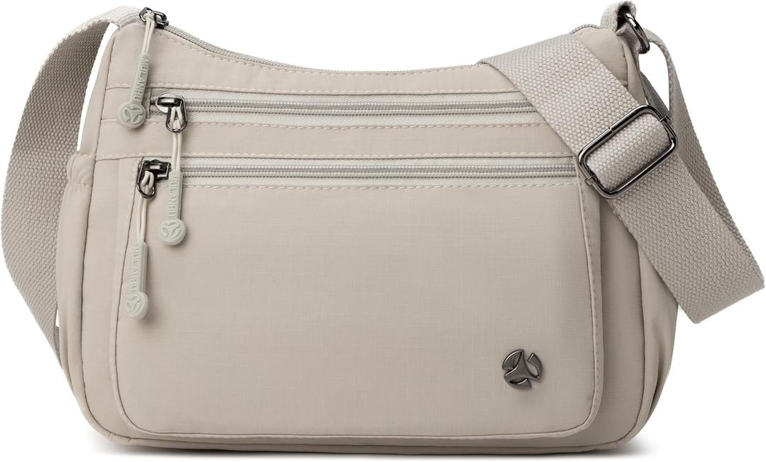 Casual Crossbody Bag with Anti Theft Pocket - Women Lightweight Water-Resistant Purse Bag (Beige)