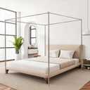 Canopy Bed Frame King Size, Stainless Steel Metal Bed Post Poles, Heavy Duty 4 Poster Floor Bedframe, Freestanding Easy Assemble, 78"W x 78"L