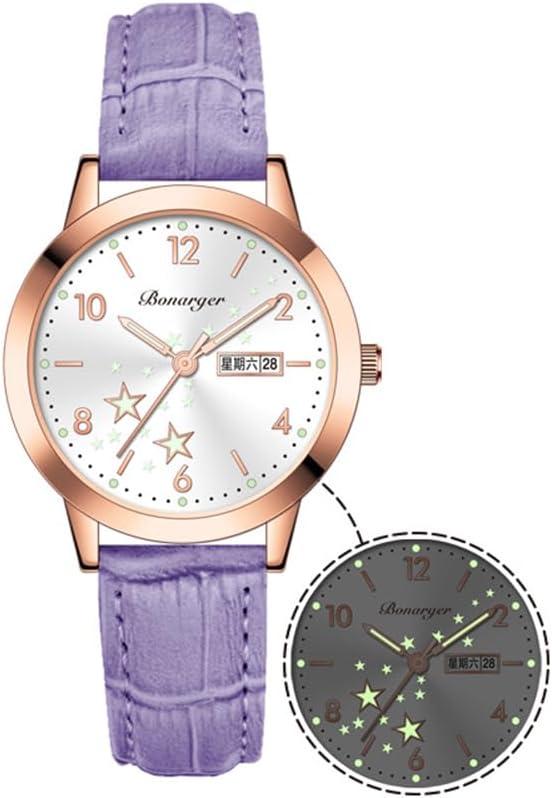 BESTKANG Women's Casual Wrist Watch, Leather Band Analog Quartz Ladies Dress Watch with Calendar Date, Classic Gifts for Her