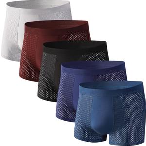 5 Pack Upgrade Bamboo Boxer Briefs- Breathable Mens Soft Comfortable Underwear (M)