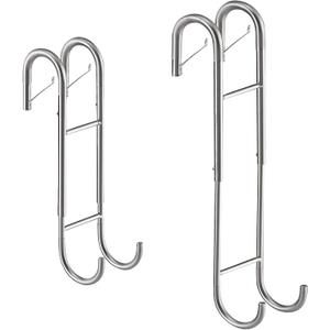 Ofiray-home Shower Door Towel Hooks(2-Pack) - 9"~13" Length Adjustable Hook for Frameless Over The Door Glass, Squeegee Holder, Towel Hanger for Bath Suits Rozer Robes Loofahs Shavers, Stainless Steel (Silver, Clip)