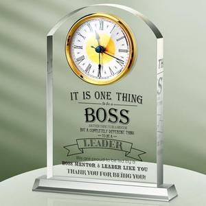 Landical Boss Clock Gifts Acrylic Boss Gifts for Men Women Appreciation Clock for Office Leader Going Away Gift Acrylic Desk Sign for Women Lady Male Leader Idea Home Desk Table Decor