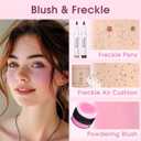 MARBUROLY Natural Freckle Purple Blush Makeup Kit- Liquid Fake Freckle Air Cushion, 2 Colors Freckle Pen, Powder Cushion Blush, Waterproof Long Lasting Freckles Marker for Cheek