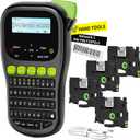 Label Maker Machine with 4 Tapes, Wire Label Maker Waterproof-Labels, Laminated Handheld Label Printer, Backlit & Portable & One-Touch Key, H1100 Labeler for Industrial Office Organization (Black)