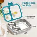 HOMEKOL Stainless Steel Bento Lunch Box, 3-Compartment Leak-Proof Lunch Container for Kids & Adults, BPA/BPS-Free 304 Metal Food Box, Dishwasher Safe, Clear Tritan Lid, Blue (Not Insulated)