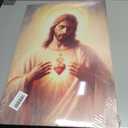 Jesus Sacred Heart Canvas Wall Art Painting Christian Poster Print Divine Mercy Picture Religious Spiritual Wall Decor for Bedroom Living Room 16x24in Framed